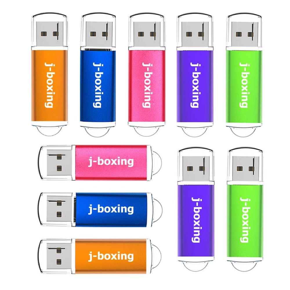 J-boxing USB 플래시 드라이브 16 기가바이트 32 기가바이트 사각형 점프 드라이브 USB 2.0 메모리 Pendrive 캡 1 기가바이트 2 기가바이트 4 기가바이트 8 기가바이트 Multicolors 10 개/갑